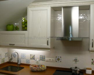 Muebles de cocina de madera de fresno blanco patinado