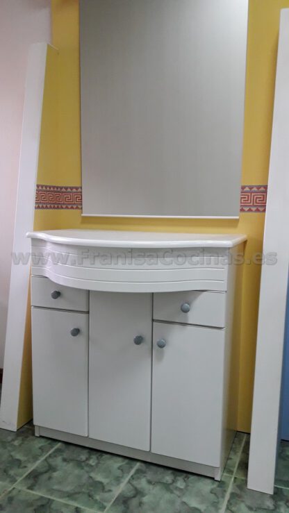 Mueble de baño laminado blanco y tirador gris de Exposición - Imagen 3