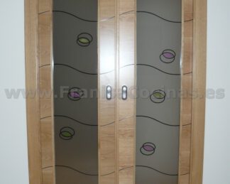 Puerta salón doble corredera con cristal