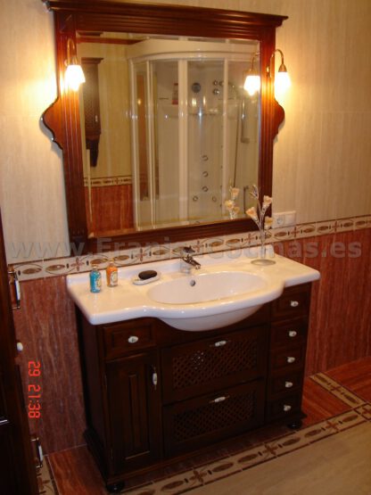 Mueble de baño rústico de madera
