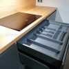 Muebles de cocina modernos color antracita, cashmere y encimera roble natural macizo - Imagen 22