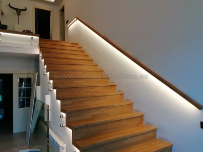 Diseño Exclusivo Escalera de Roble Macizo con Iluminación LED y Barandilla de Cristal en Valladolid - Imagen 12