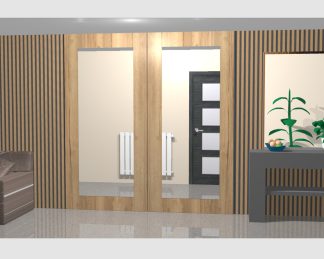 Armario Empotrado con Revestimiento de Pared Palilleria MDF acústico roble