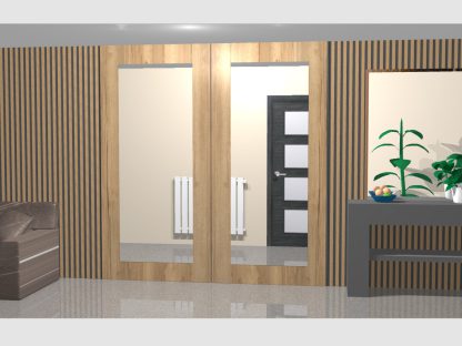 Armario Empotrado con Revestimiento de Pared Palilleria MDF acústico roble